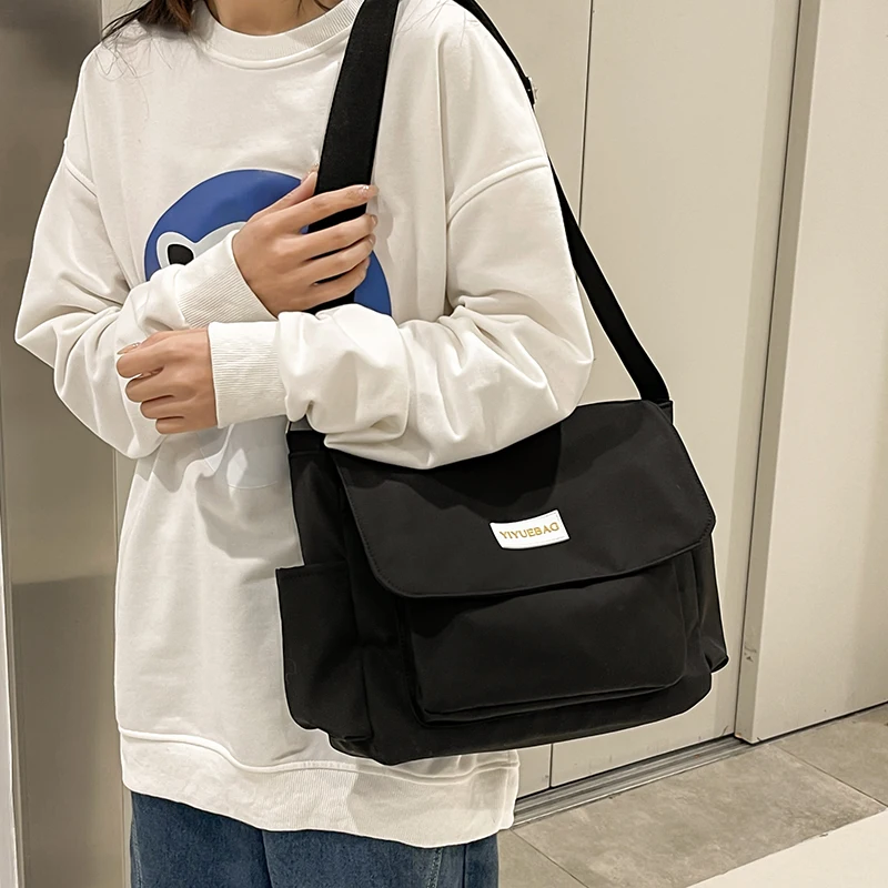 Student Messenger Bag Schoolbag 2023 New Women Shoulder Bags Simple Solid Color Handbags Female Large Size Casual Shopper Bag