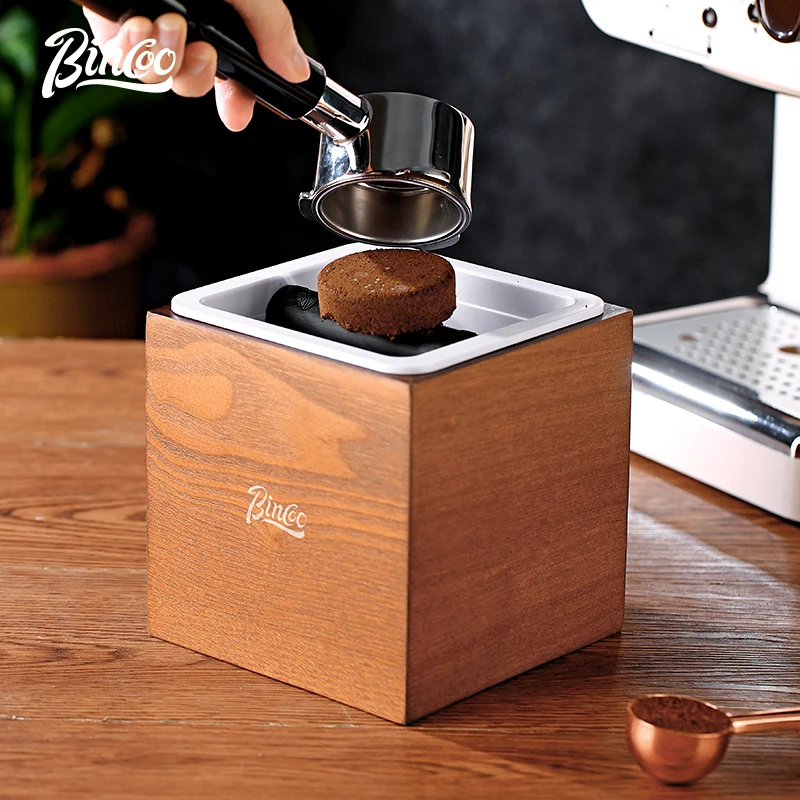 

Bincoo Wood Coffee Filter Tamper Holder Coffee Knock Box Espresso Tamper Mat Stand Cafe Tools Coffee Accessories