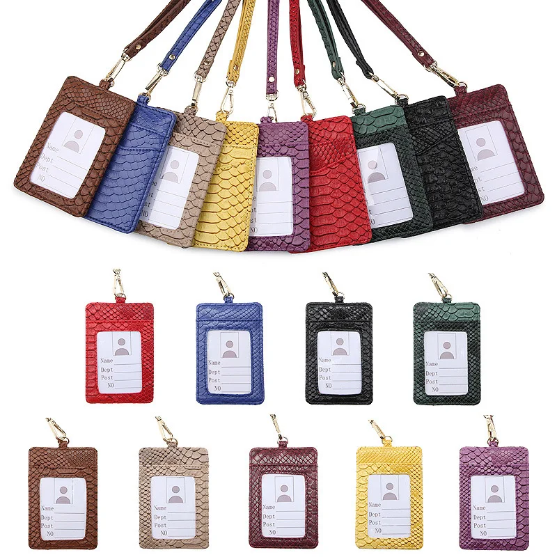 Free Personalisation Name PU Leather Lanyard ID Credit Card Holder Work Badge Plates for Women Men Students Card Cover Hot Sale