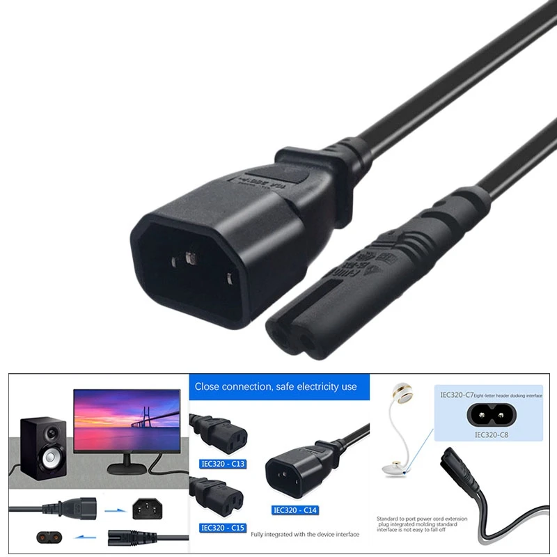 

Кабель-переходник IEC 3-Pin C14 «штырь-гнездо C7» для PDU UPS Kettle