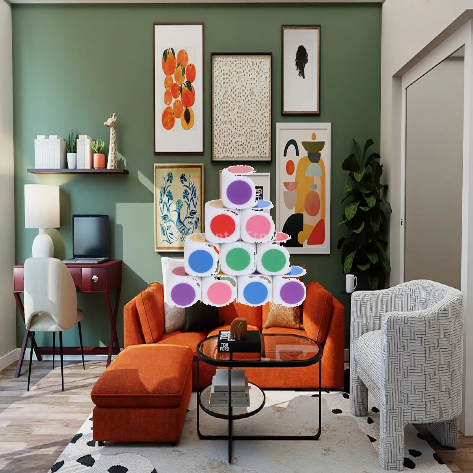 Фото Набор цветных точечных кубиков 16 мм, акриловые, пустые, шестигранные, для настольных игр и математических упражнений №1