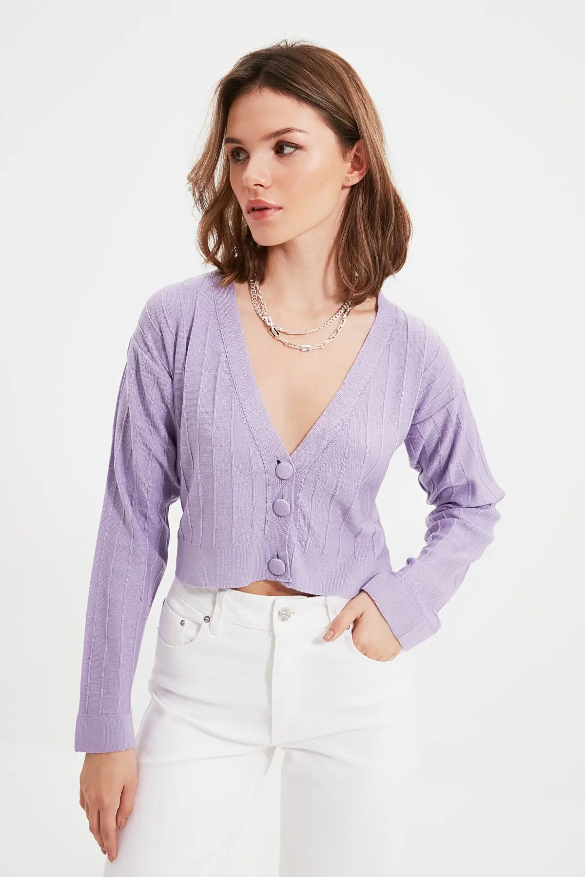 

Trendyol Petite Crop Knitwear Cardigan TWOAW22HI0816