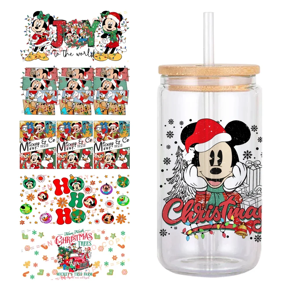 Disney Рождество Микки друг дизайн УФ DTF печатная оберточная наклейка для чашки