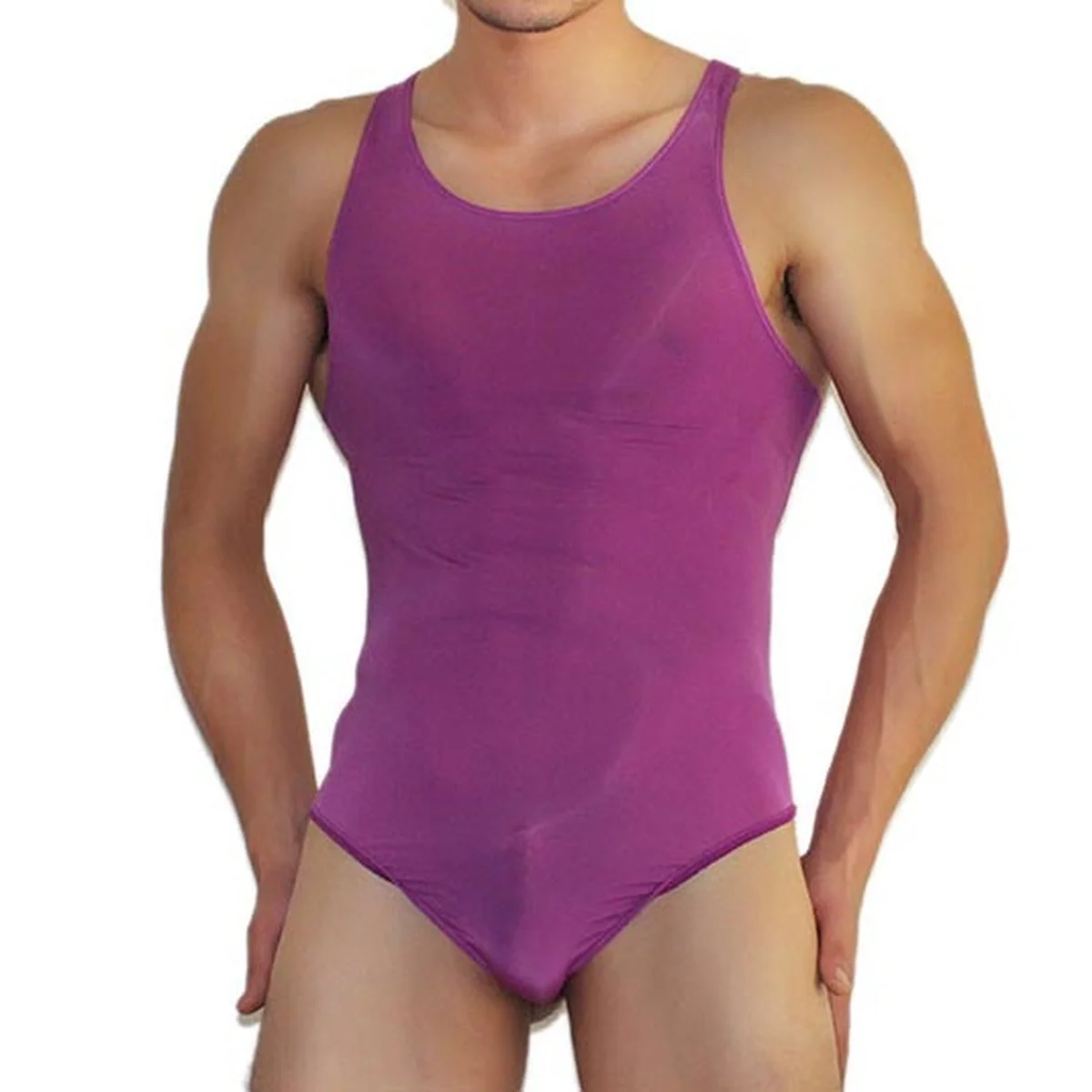 Mens Jumpsuits One-Piece Mini Tank Tops Sexy Man Bikini Tight Undies Ultrathin Men's Bodysuits  Wrestling  Singlet Homme Leotard