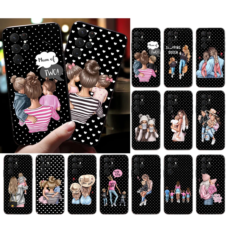 

Mama Mom Son Daughter Phone Case for Samsung Galaxy S23 S22 S21 S20 Ultra S20 S22 S21 S10E S20FE Note 10Plus 20 Ultra Funda