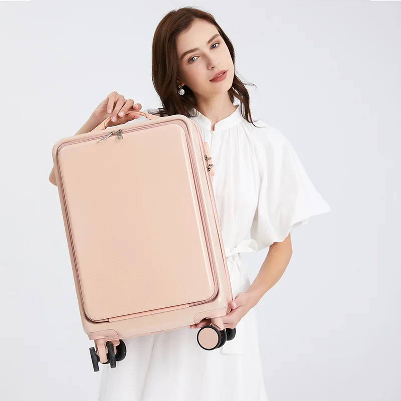 New Aluminum Frame Front Open Cover 20 Inch Trunk, High Appearance, Solid And Durable, Cardan Wheel Travel Leather Case