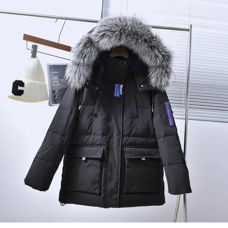 Young Ladies Girls Winter Coat Duck Down Parkas with Real Natural Fur Hood Woman Thick Warm Jacket Cloth for Female Oversize
