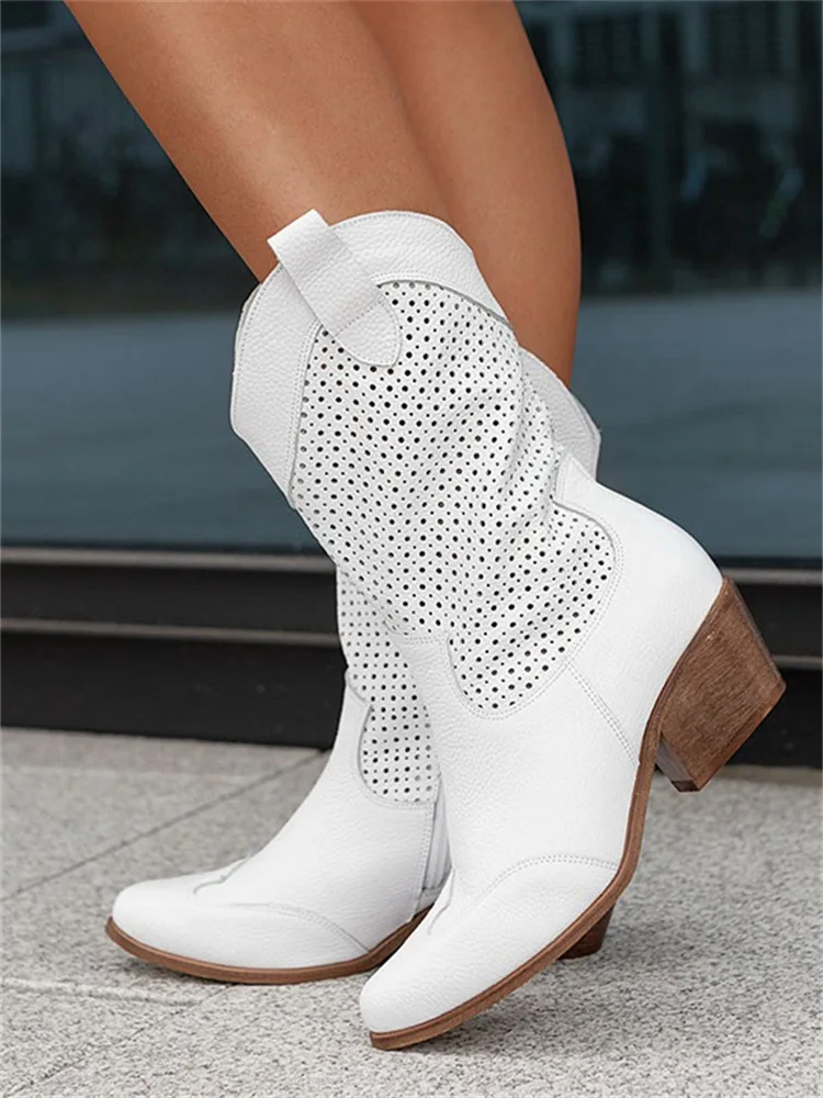 

Women Boots Western Cowboy Boots 2023 Winter Chunky Heel Ankle Boots With Side Zip Lady Shoes