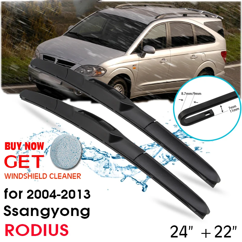 

Car Blade Front Window Windshield Rubber Silicon Refill Wiper For Ssangyong RODIUS 2004-2013 LHD / RHD 24"+22" Car Accessories