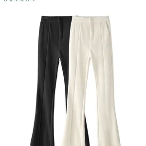 Y2k White Flare Pants Fashion Trousers Streetwear 2022 Women High Waist Vintage Harajuku Black Wide 