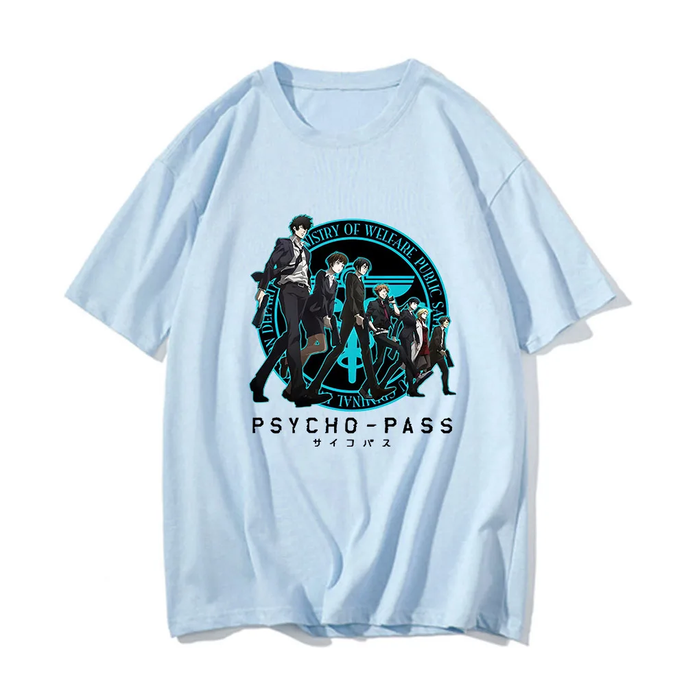 

Kougami Sinya Psycho Pass Tshirts MEN Sibyl System Saiko Pasu T Shirts 100% Cotton Dystopian T-shirts Japanese Anime Originality