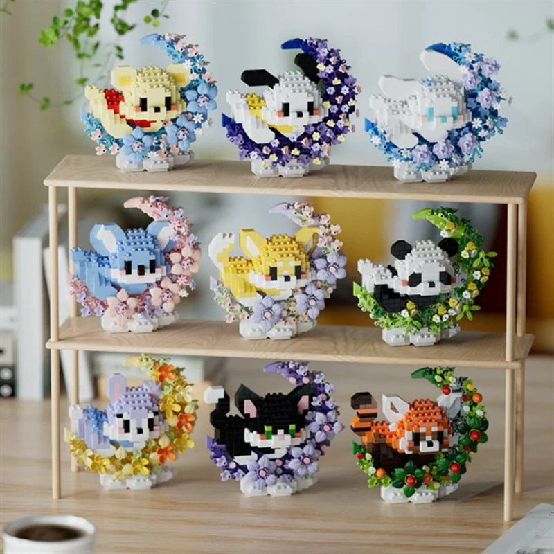 Цветок Луны Sanrio Cinnamoroll Мини Строительные Блоки Лосто Кошка Собака Лиса 3D Модель
