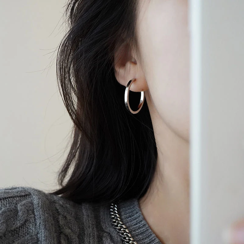 

Simple Gold Silver Circle Women Earrings Summer Sterling Silver Fashion All-match Jewelry Accessories Classic Daily Office Work