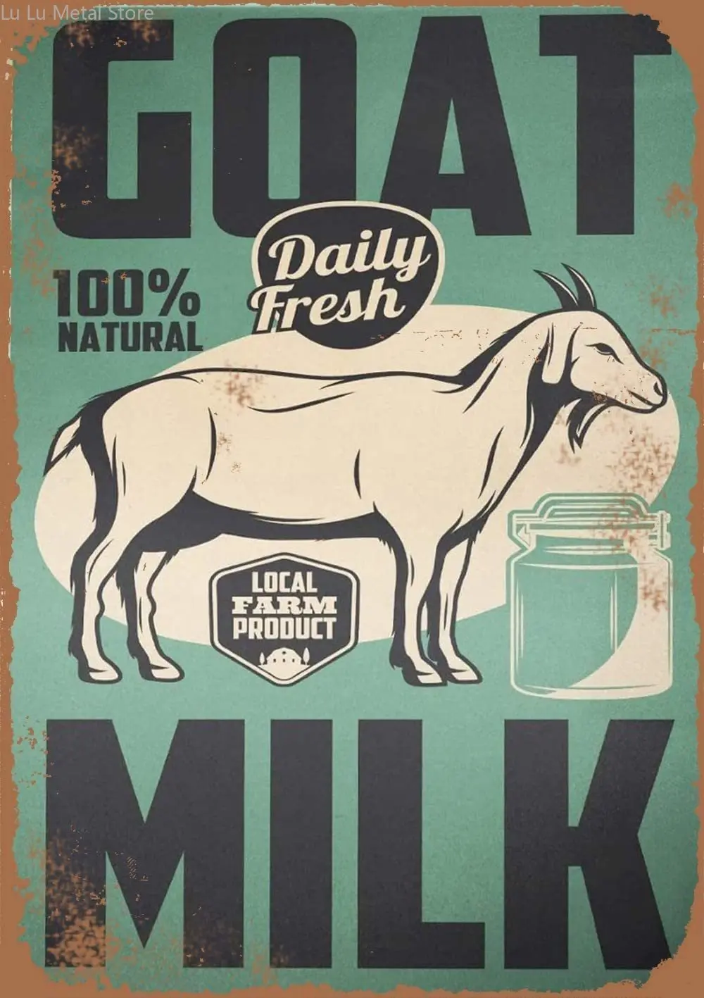 

Goat Milk Classic Metal Signs Vintage Look Sign Plaque for Kitchen Bar Pub Farm House Wall Art Decor 8" X 12"Inc