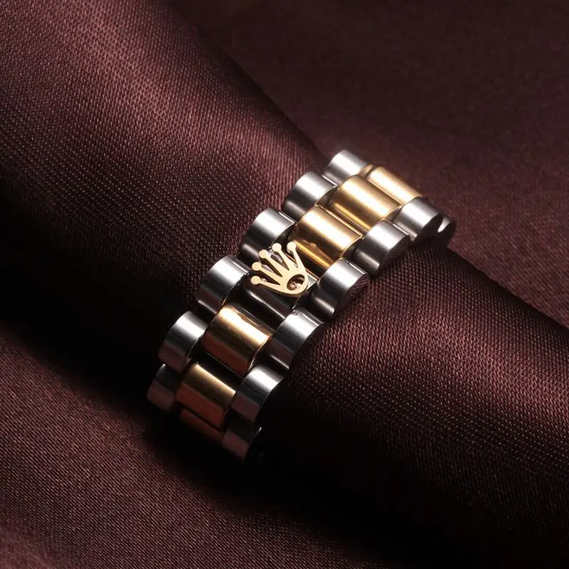 

New Brand Crown Charm Link Men Women Finger Rings Jewelry Gift Shining Stainless Steel Speedometer Wedding Party Fashion Rings