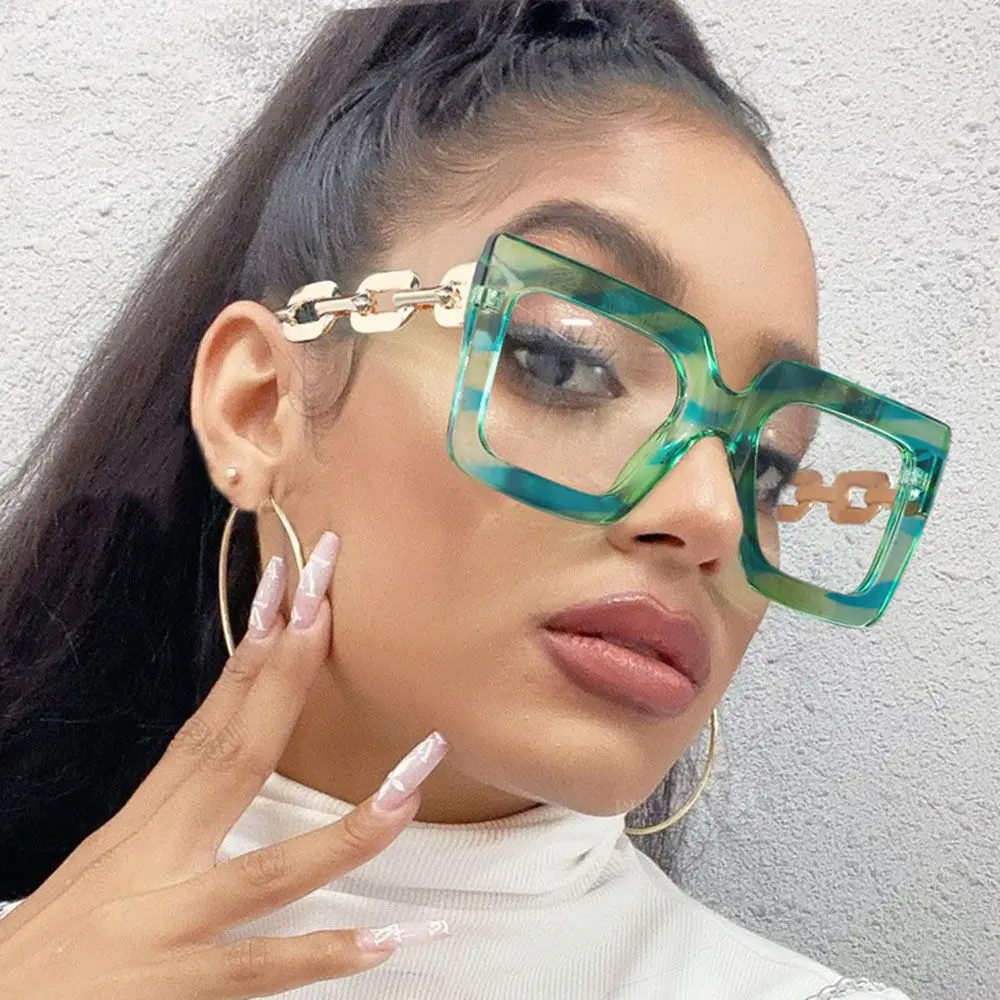 

Fashion High-quality Large Frame Glasses Square Plain Glasses Optical Spectacle Anti blue light Computer glasses For Women Men