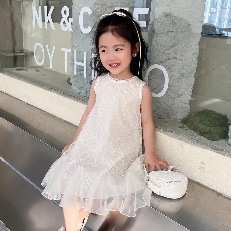 Платье для маленьких девочек лето 2024 новое детское платье принцессы Hanfan нарядное