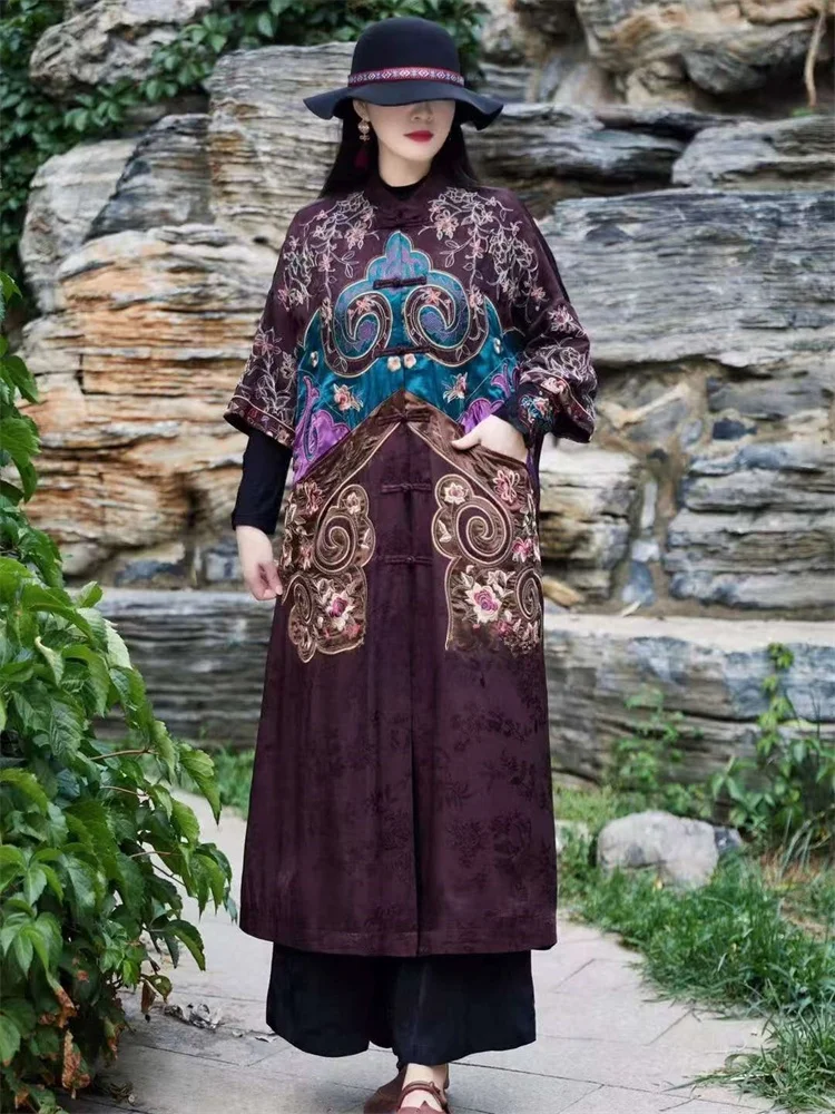 Этническая Sle Художественная ретро тяжелая промышленность Вышивка Верхняя