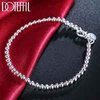 doteffil 925 sterling silver 4mm smooth beads bracelet for women fashion wedding engagement party charm jewelry