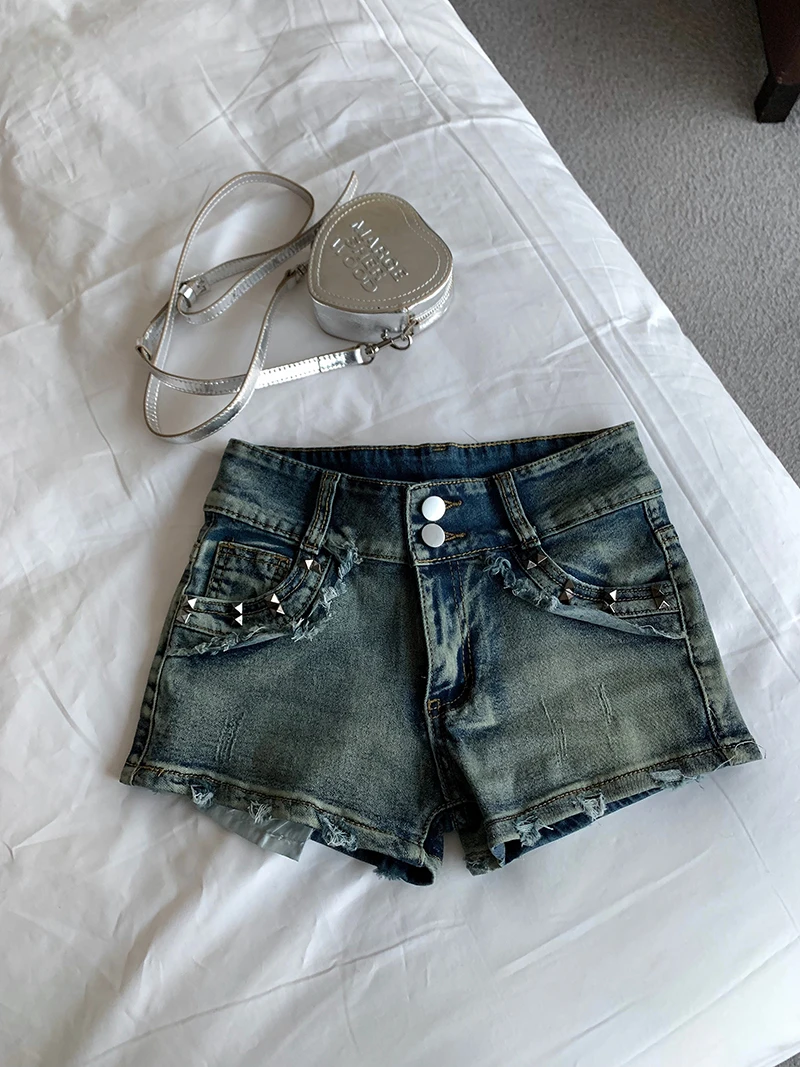 new summer Fashion casual brand female women girls high waist Denim Shorts