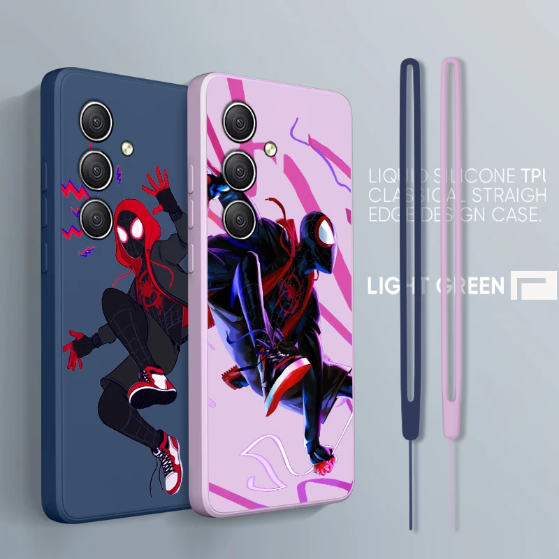 

Spiderman Marvel For Samsung A34 A14 A52S A54 A23 A13 A73 A03Core A22 4G 5G Liquid Rope Silicone Phone Case
