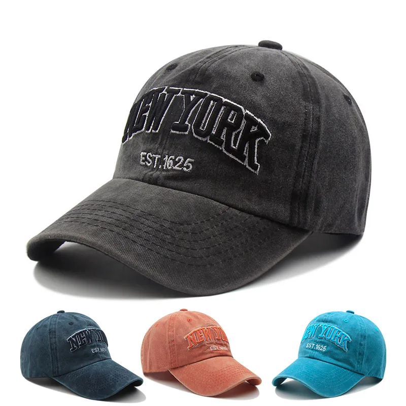 

Women's Fashion New York Baseball Caps for Men Letter Embroidered Washed Cotton Retro Adjustable Snapback Hip Hop Caps Dad Hat