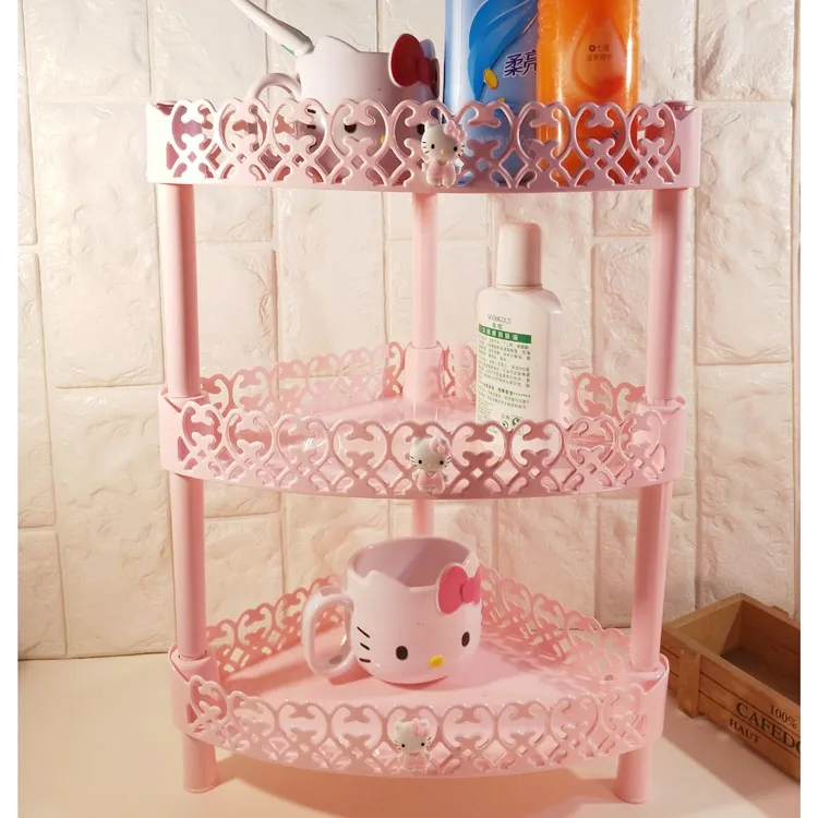 hello kitty multifunctional storage rack desktop organizer bathroom toilet cute cosmetics shelf kitchen supplies storage cabinet free global shipping