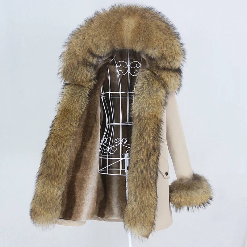 

Aoottii 2022 New Long Waterproof Parka Winter Jacket Women Real Fur Coat Natural Raccoon Fur Hood Outerwear Streetwear Removable