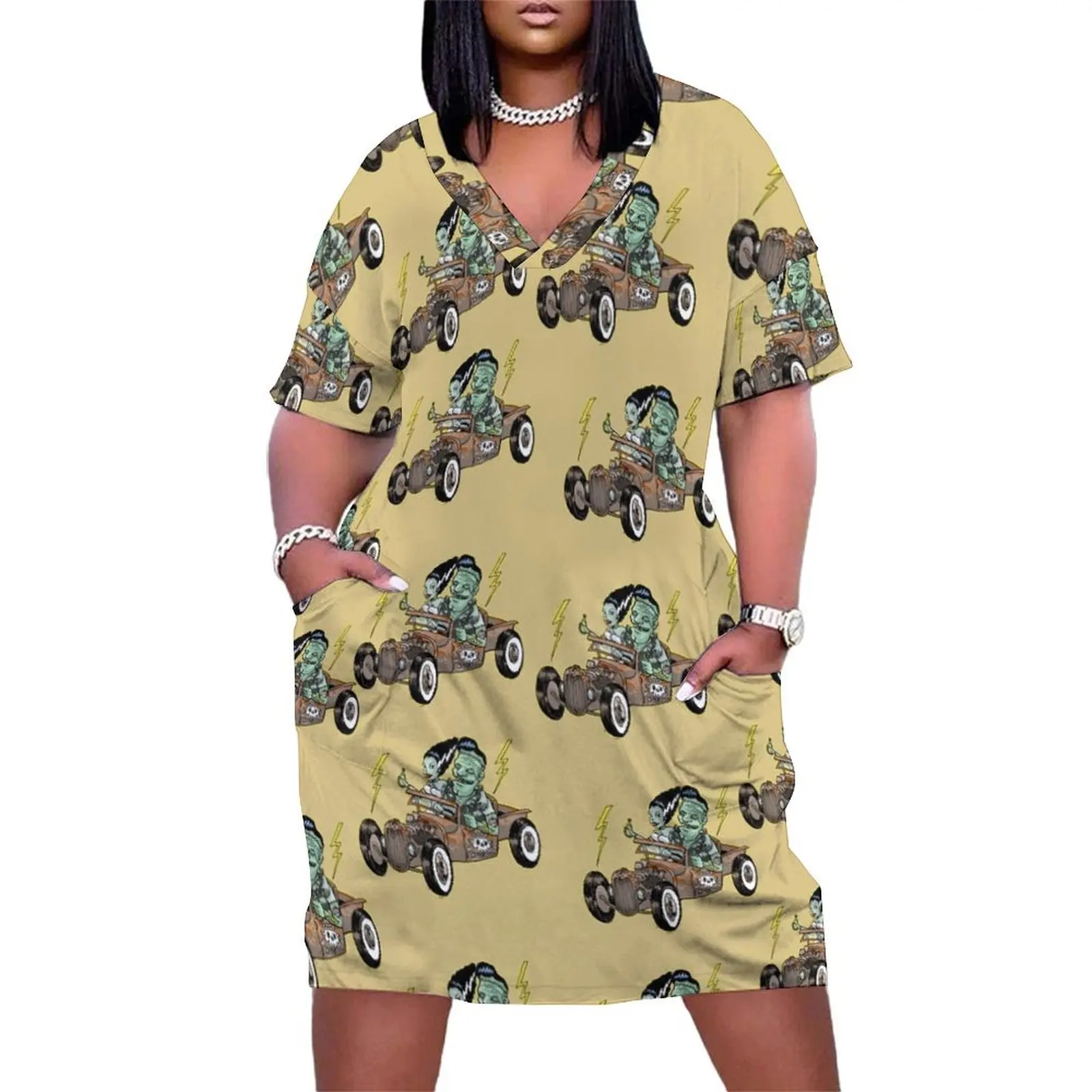 Franken kustom Свободное карманное платье женская одежда платья для выпускного вечера