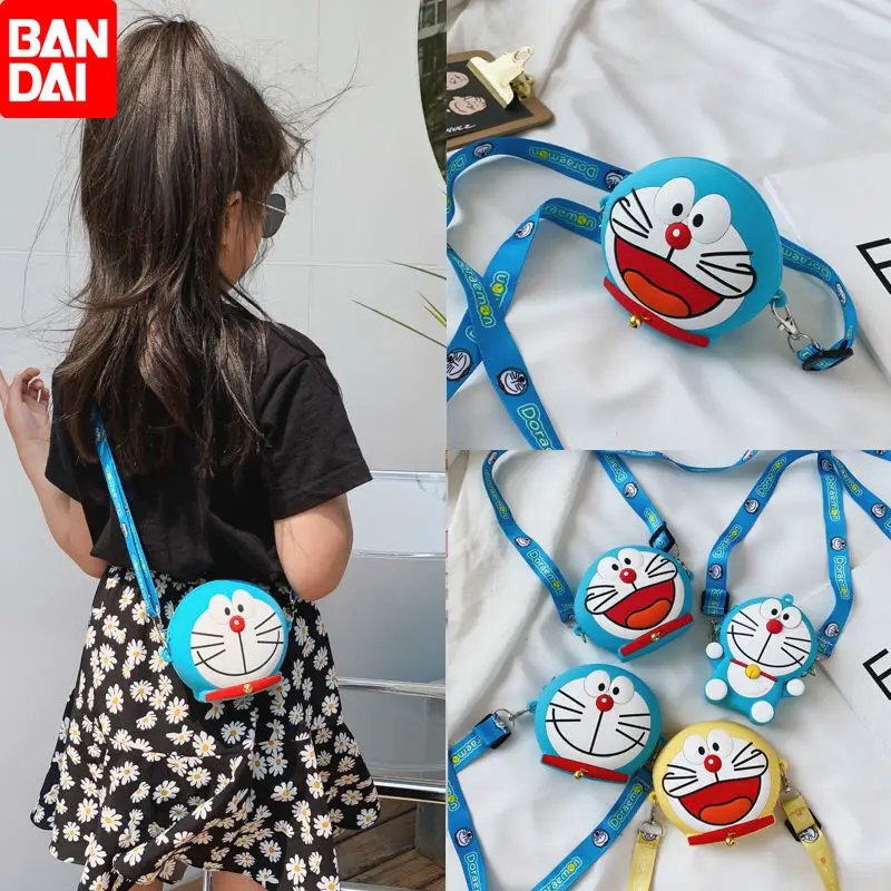 

Bandai Baby Messenger Bag Girl Robot Cat Silicone Bag NEW CUTE Jingle Cat Zero Wallet Blue Fat Man Key Bag Purse Satchels