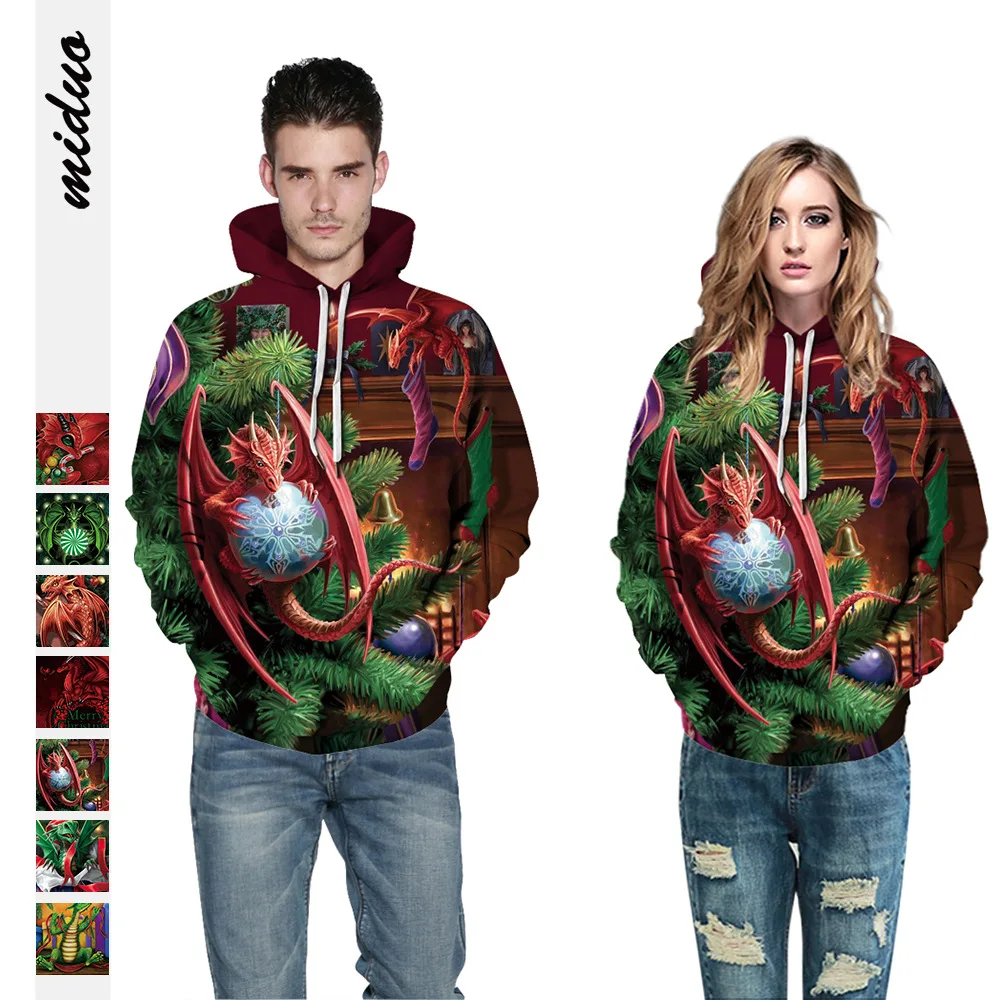 

CON New Digital Printing Hoodies Autumn Casual Loose Street Fashion Women Long Sleeve Cool Hooded Sweater
