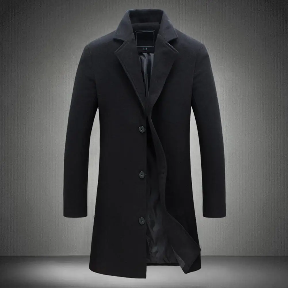 

Stylish Coldproof Buttons Trench Coat Men Outwear Autumn Winter Dressing