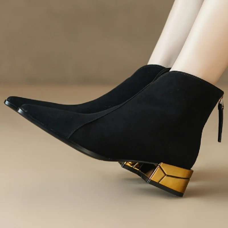 [EUNICE yun】новые женские короткие ботинки на высоком каблуке со странным