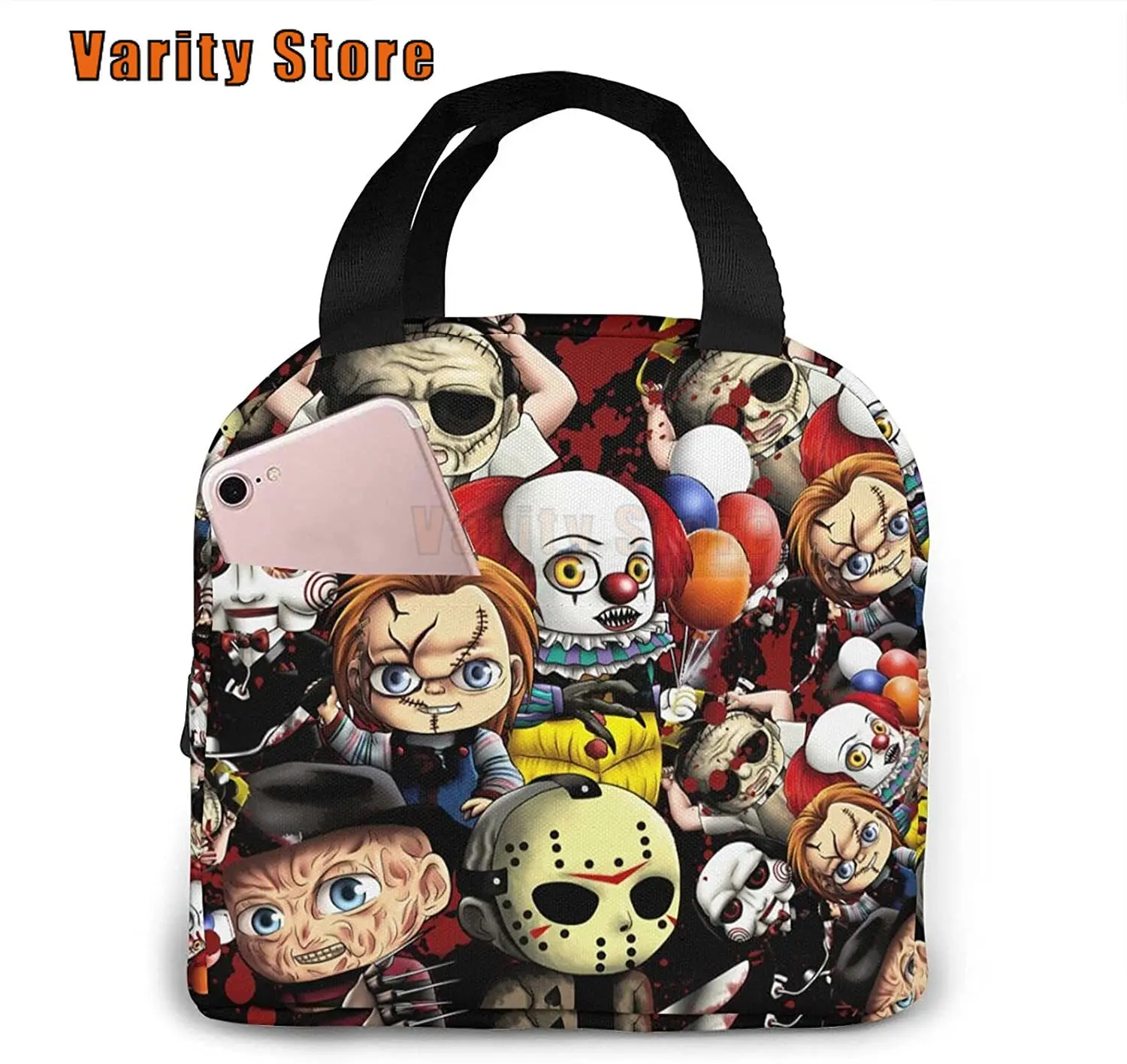 

Horror Movie Lunch Bag Double-Layer Insulated Lunch Box Bag Waterproof And Leak-Proof Ice Bag Picnic Bag Reusable Men And Women