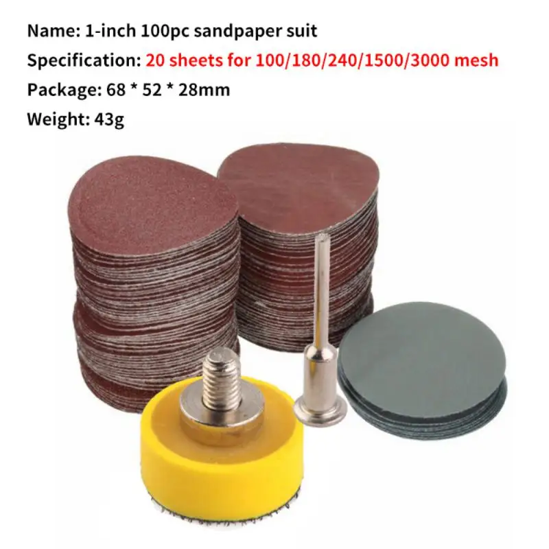 

1 Inch 100 Pieces Electric Polishing Polishing Paper Suit Sandpaper Grinding Disc Polishing Sandpaper Set 1/8 Shank Diameter