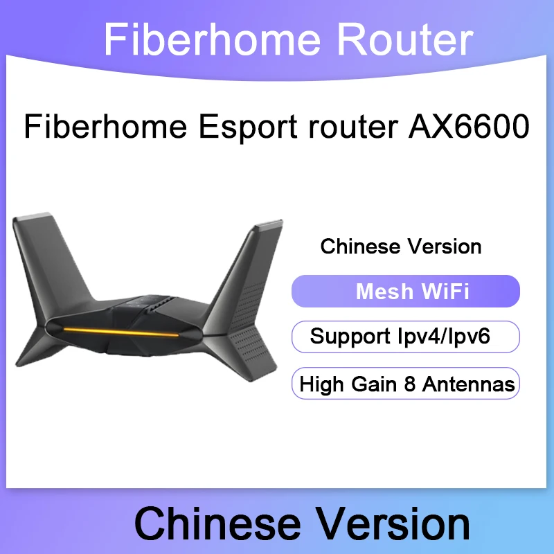 Unlock Fiberhome Esport router AX6600 Gigabit router 6600Mbps wifi6 Quad-core Tri-band high gain eight antenna amplifiers router