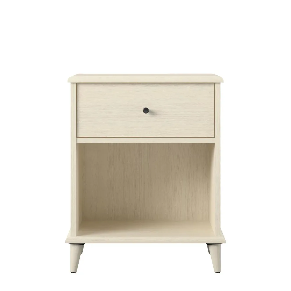 

Queer Eye Farnsworth 1 Drawer Mid-Century Modern Nightstand, Ivory Oak