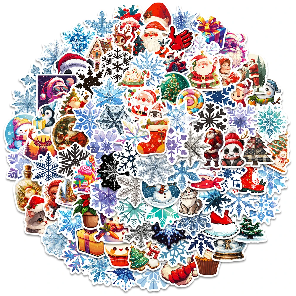 10/30/50/100 шт. мультяшные зимние Рождественские наклейки для детей забавные