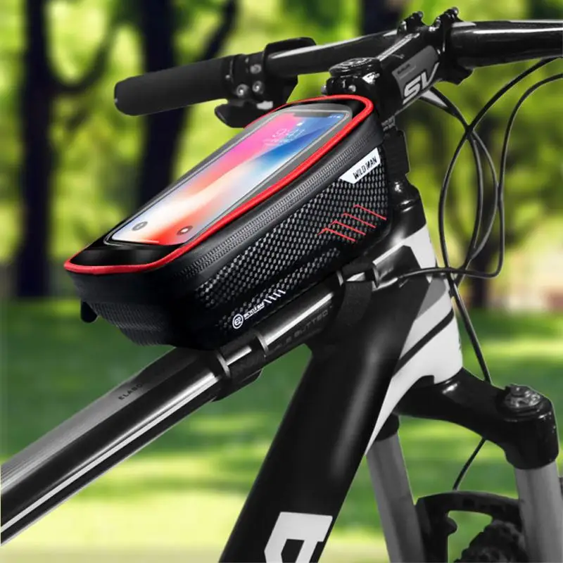 

WILD MAN Bicycle Bag Frame Front Top Tube Cycling Bag Waterproof Case Touchscreen 6.6in Phone Bag MTB Pack Bike Accessories 2022