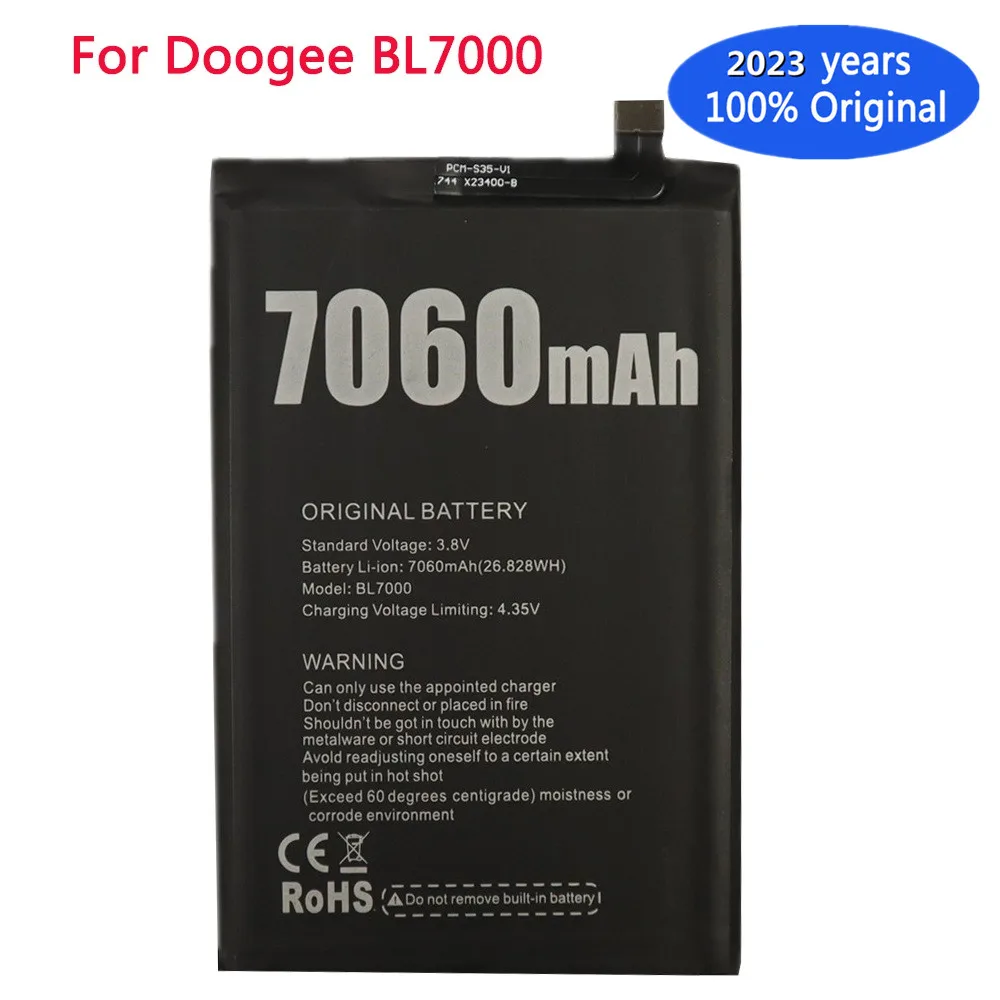 

2023 год, 100% оригинальный аккумулятор 7060 мАч BL 7000 для смартфона Doogee BL7000, аккумулятор высокого качества + номер отслеживания