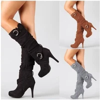 autumn winter women boots stretch slim thigh high boot 2022 new fashion mid calf boot thin high heels shoe woman sexy knee heels
