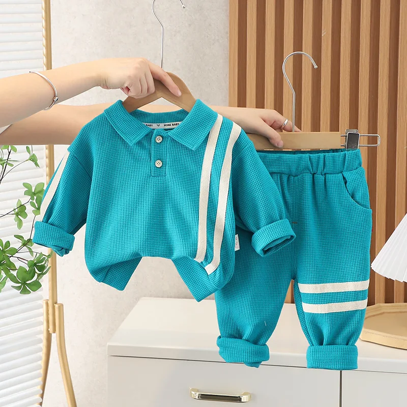 

LZH Children's Clothes Suit For Baby Boys 2022 Autumn Fashion Striped Long Sleeve Sportswear 2Pcs Outfit For Boys Clothing 1-5 Y