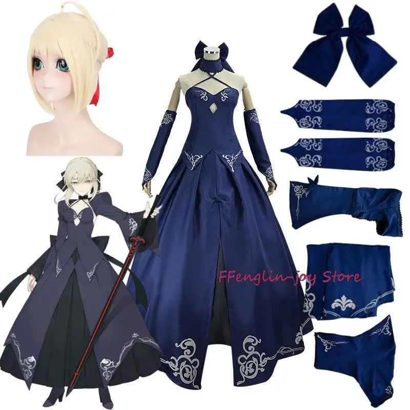 

Anime Fate Altria Pendragon Altria Pendragon Alter Saber Cosplay Black Skirt Tops Cuff Halloween Carnival Full Set Costumes Wig