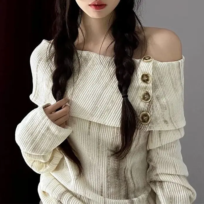 Gaganight женский корейский шикарный высококлассный вязаный свитер 2024 Ранняя осень