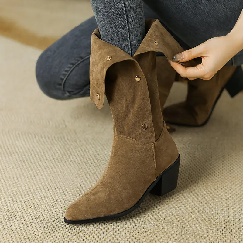 Женские сапоги Челси из искусственной замши ковбойские в западном стиле с