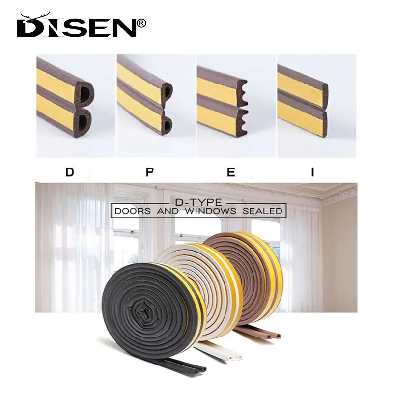 

6Meters I/E/D Shape Self-Adhesive Door And Window Sealing Strip Glass Window Anti-Collision Rubber Strip Foam Sound Insulation