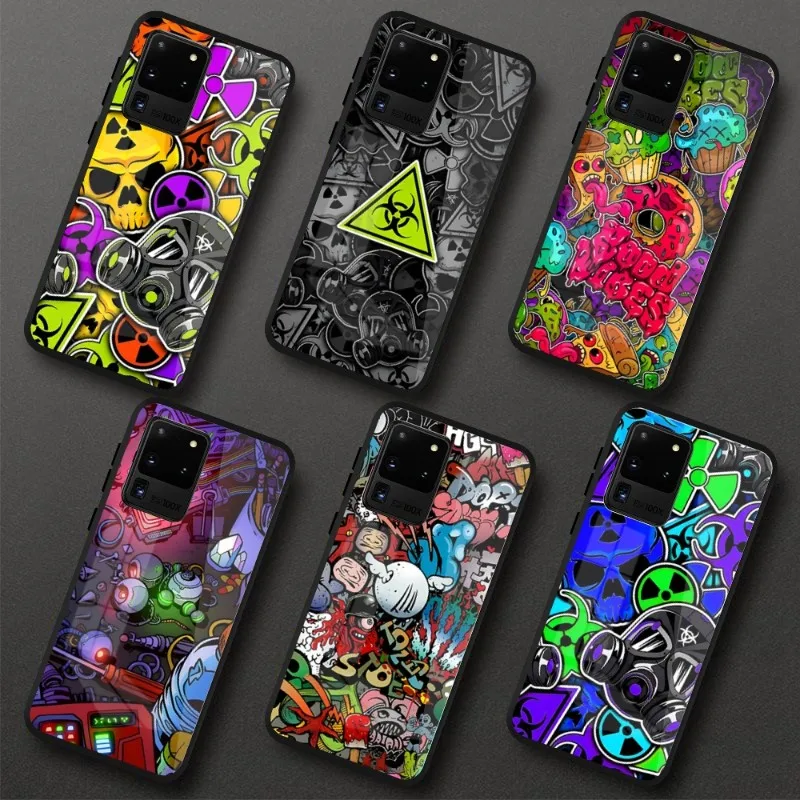 Cool Gas Mask Phone Case For Samung A32 A51 A52 NOTE 10 20 S10 S20 S21 S22 Pro Ultra Black PC Glass Phone Cover