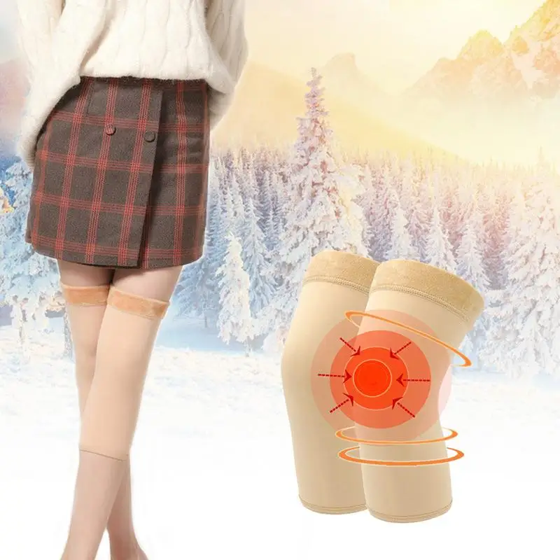 

Winter Warm Thermal Knee Warmers Elastic Knitted Plush Knee Pads Protector For Winter Outdoor Cycling
