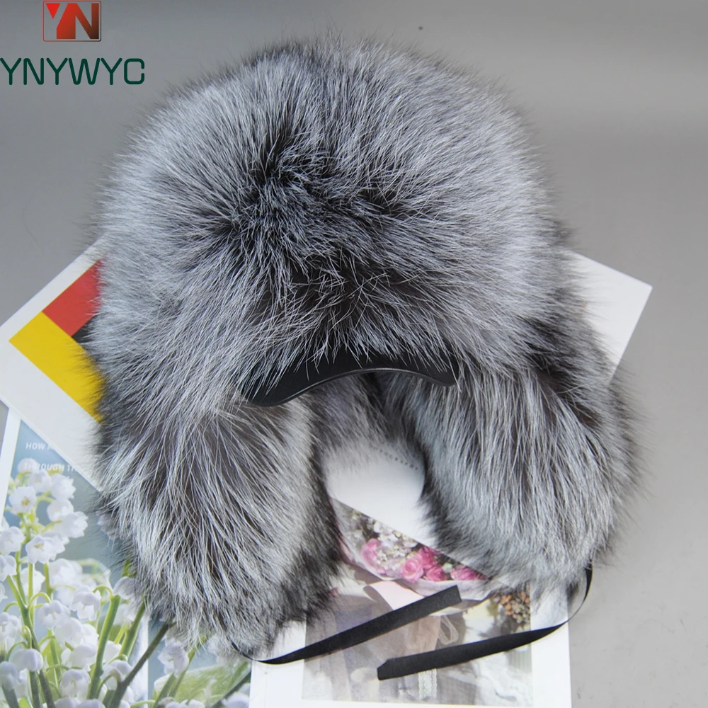2023 Winter Women's Hat Real Fox Fur Hats Headgear Russian Girls Raccoon Fur Beanies Cap New Fashion Earflap Real Fox Fur Caps