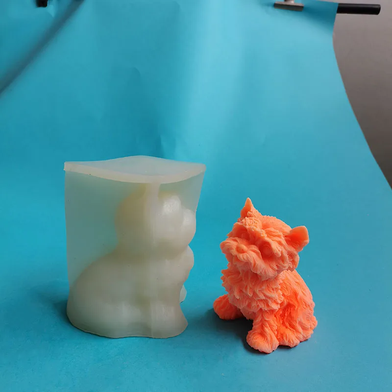 3D силиконовая форма для свечей бульдога большая шнауцера изготовление гипсового